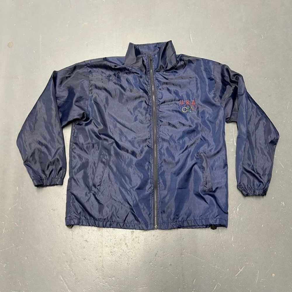 Vintage y2k team USA Olympics zip up nylon embroidered wind breaker track Jacket